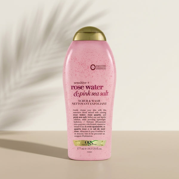 OGX Sensitive Rose Water and Pink Sea Salt Scrub and Wash