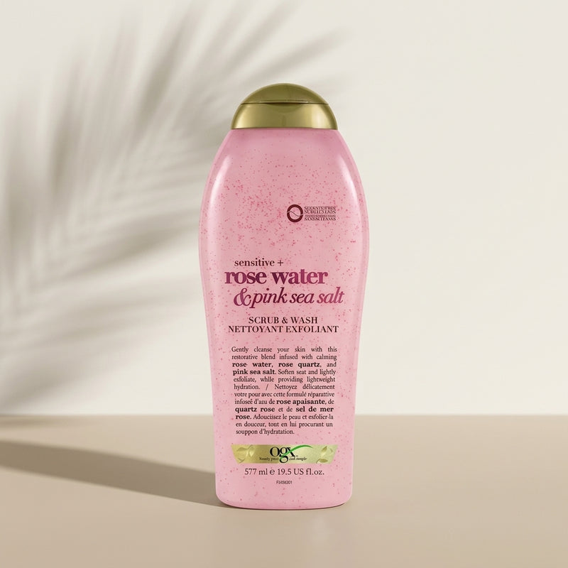OGX Sensitive Rose Water and Pink Sea Salt Scrub and Wash