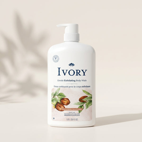 Ivory Gentle Exfoliating Body Wash jojoba