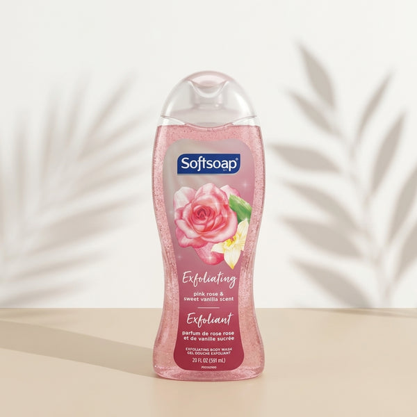 Softsoap Exfoliating Pink Rose and Sweet Vanilla Body Wash