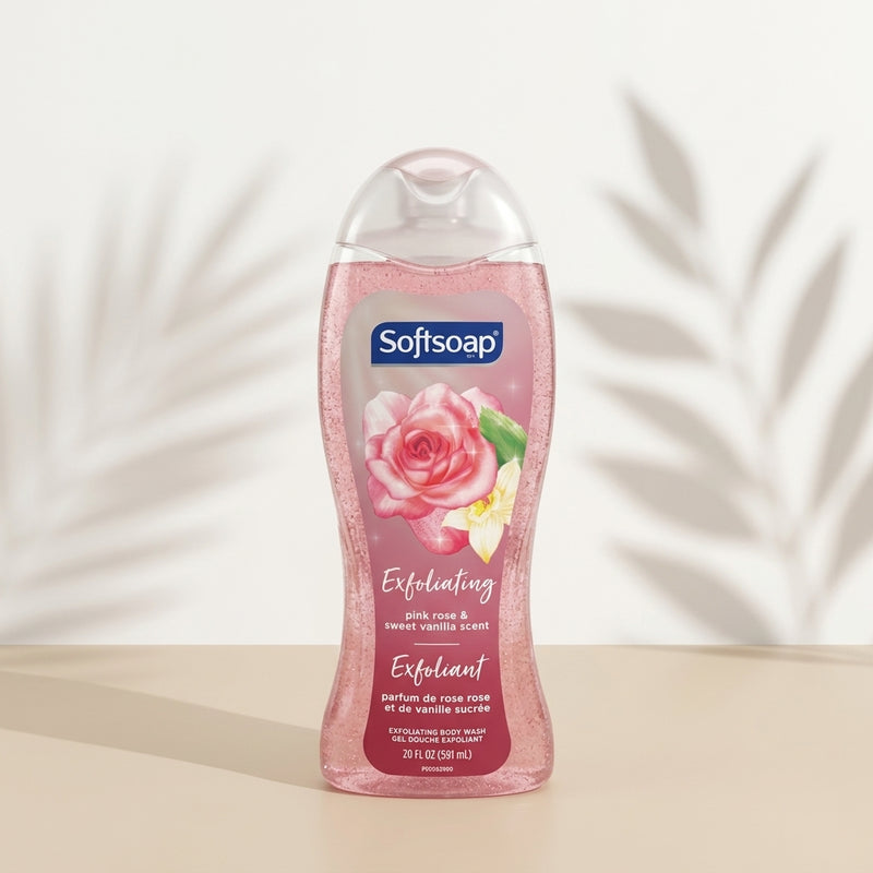 Softsoap Exfoliating Pink Rose and Sweet Vanilla Body Wash