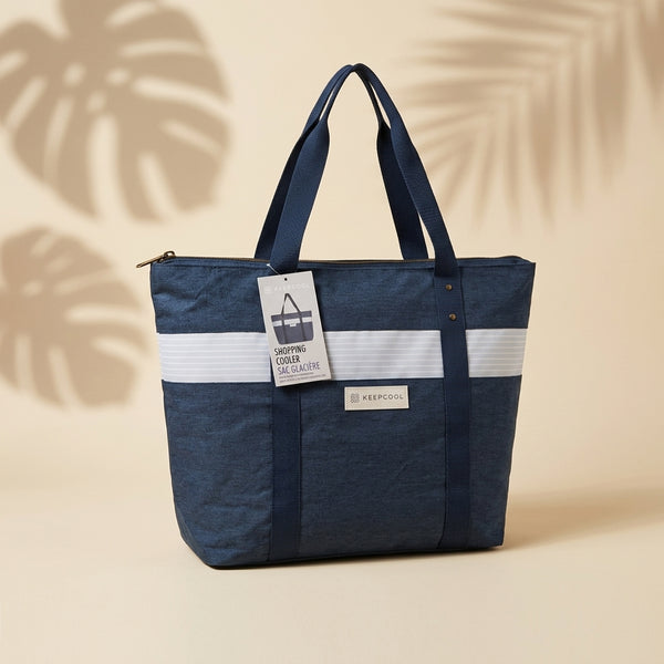 Blue and White Shopping Cooler Tote