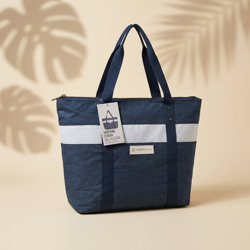 Blue and White Shopping Cooler Tote