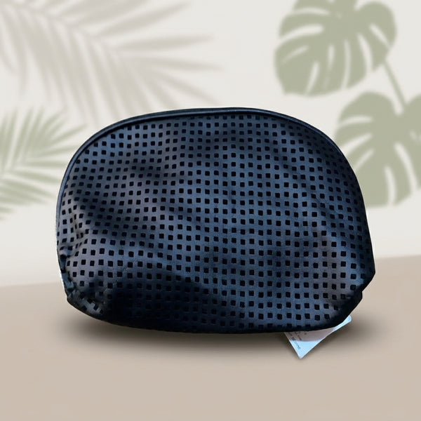 Navy Perforated Cosmetic Pouch