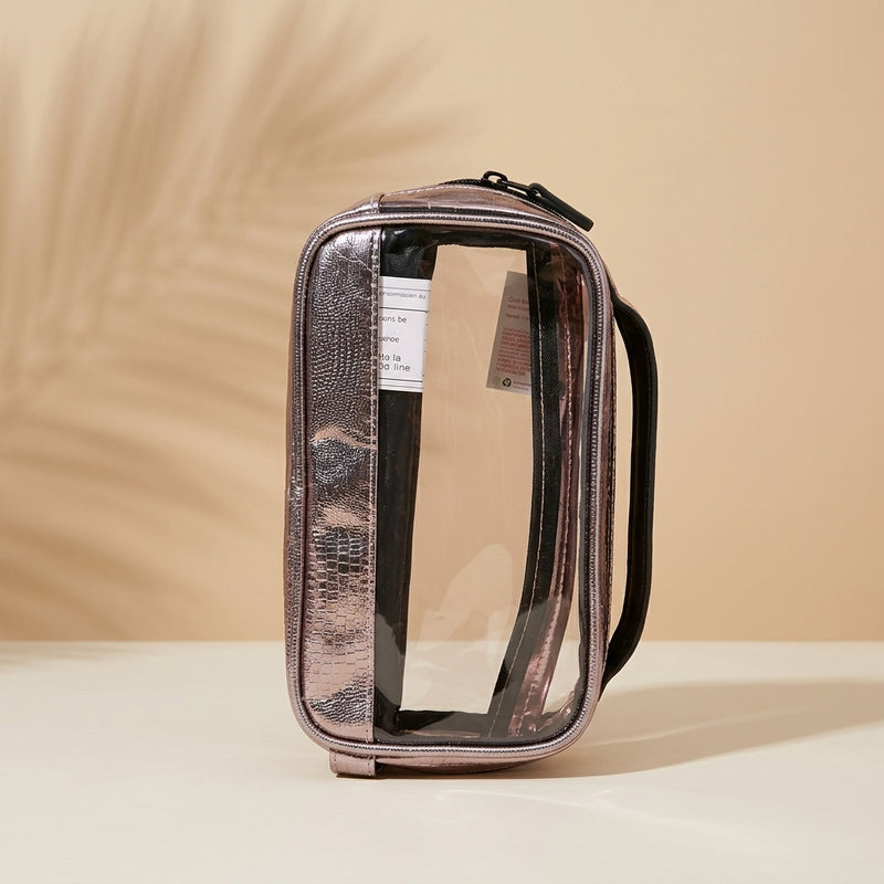 Clear Rose Gold Travel Toiletry Bag