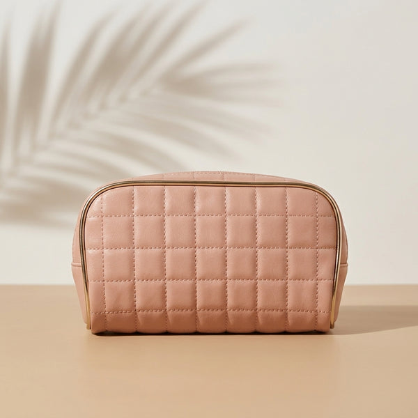Blush Quilted Cosmetic Bag