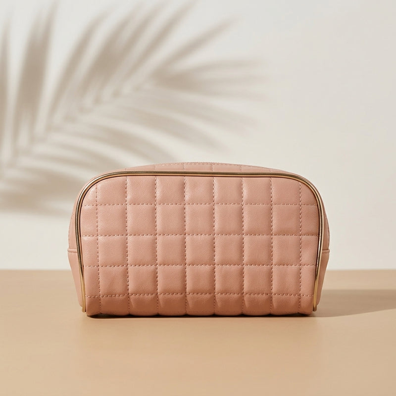 Blush Quilted Cosmetic Bag