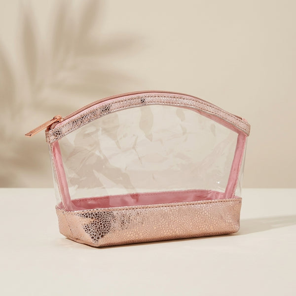 Clear Pink Trim Cosmetic Bag