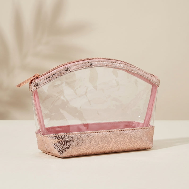 Clear Pink Trim Cosmetic Bag