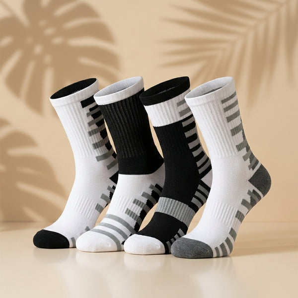 Black and White Athletic Crew Socks Set