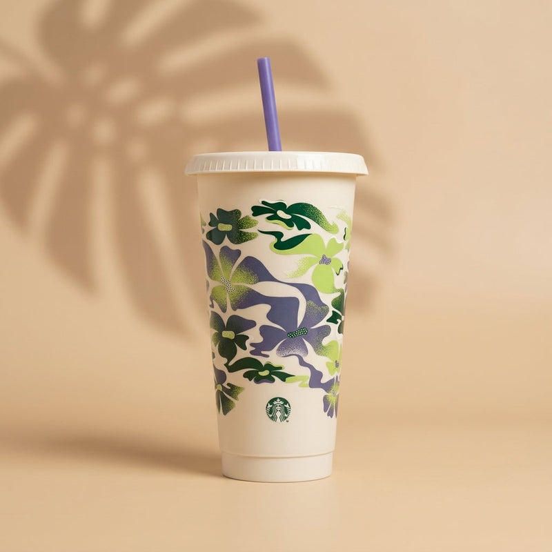 Starbucks Floral Tumbler with Straw